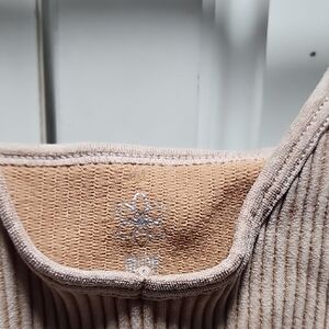 Beige Ribbed Tank Bodysuit